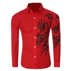 GENERAL - Camisa Para Hombre Diseño Estilo Exclusivo Tribal Rojo
