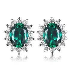 ALHAJAS - Aretes Topos Para Mujer Con Esmeralda Circones En Plata 925