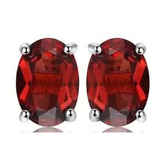 ALHAJAS - Aretes Topos Para Mujer Con Granate Natural En Plata 925