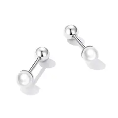 ALHAJAS - Aretes Topos Elegantes Perla Para Bebé Niña Fabricados En Plata