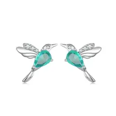 ALHAJAS - Aretes Topos Para Mujer Pájaro Colibrí Fabricados En Plata 925