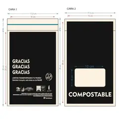 GENERICO - Bolsa de Maíz Para Envíos - Pequeña Negra (17x26cm) x 50 Uds