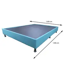 GENERICO - Base Cama moderna Queen Entera 160 x 190 Tela Color azul