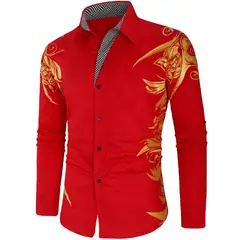 GENERAL - Camisa Para Hombre Con Diseño Moderna Elegante Rojo