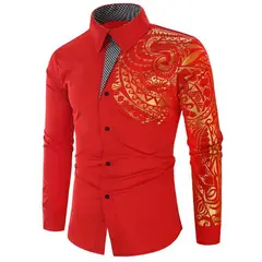 GENERAL - Camisa Para Hombre Manga Larga Moda Moderno Rojo