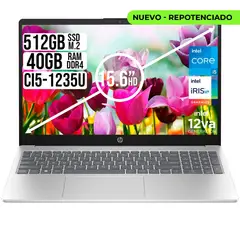 HP - PORTATIL INTEL CORE I5-1235U SSD 512GB RAM 40GB LED 15.6 HD