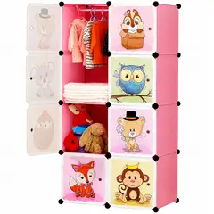 ONE PIXEL - Clóset Armario Organizador de Ropa Infantil Modular Portátil 8 Cubos con Puertas