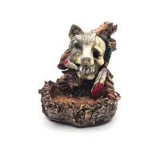 DAYOSHOP - Cenicero Calavera Jefe Indio Lobo Decoración