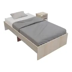 MADERKIT - Combo Cama + 1 Mesa De Noche Color Manzano/Blanco