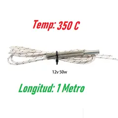 GENERICO - Cartucho Calentador Resistencia Hotend 12V 50W 6x20mm X 1mt