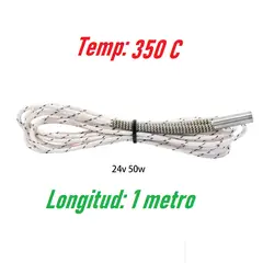 GENERICO - Cartucho Calentador Resistencia Hotend 24V 50W 6x20mm x 1mt