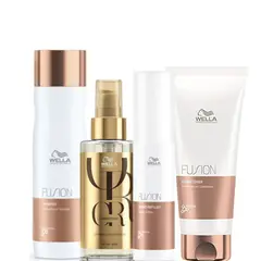 WELLA - Kit Fusion Shampoo + Acondicionador + Amino Refiller + Oleo