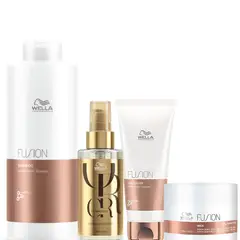 WELLA - Kit Fusion Shampoo Litro Acondicioandor Mascarilla Oleo