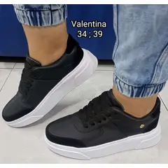 GENERICO - TENIS PARA MUJER NEGRO SUELA BLANCA.