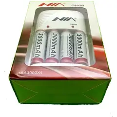 NIA - Baterías aa 3000 mah x4 pack + cargador full