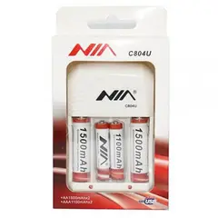 NIA - Baterías aa/aaa recargables x4 pack + cargador full