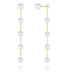 GENERICO - Aretes Largos Geometricos Elegantes Bohemios Perlas Moda 9cm_.