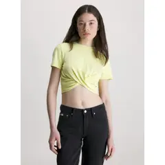 CALVIN KLEIN - Camiseta Cropped Con Twist Mujer Amarillo