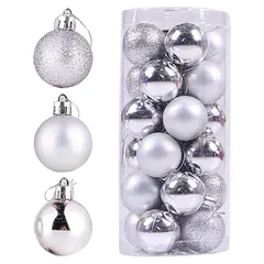 GENERICO - Juego De 24 Bolas 4cm Navidad Para Árbol Navidad Colores Plateado