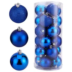 GENERICO - Juego De 24 Bolas 4cm Navidad Para Árbol Navidad Colores Azul