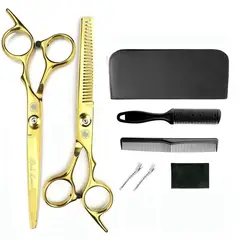 GENERICO - Set tijeras profesionales peluqueria Black Leopard Gold