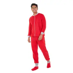 SANTANA - Pijama Hombre Térmica Rojo