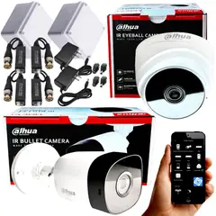 DAHUA - KIT CÁMARAS DE SEGURIDAD 2MP BALA Y DOMO CCTV 1080P ACCESORIOS PARA DVR
