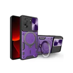 GENERICO - Estuche Protección Cámara Con Soporte Compatible Xiaomi 13T Morado