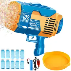 GENERICO - Pistola De Burbujas Con 132 Agujeros Luces Niños Divertida