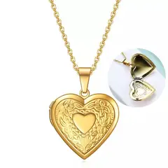 GENERICO - Promoción Collar Relicario Portafotos De Corazón Acero Inox Novios