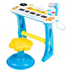 GENERICO - Karaoke Piano Teclado Microfono Silla Juguete Azul Niño
