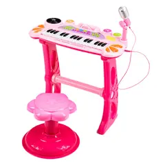 GENERICO - Karaoke Piano Teclado Microfono Silla Juguete Rosa Niña