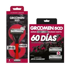TIO NACHO - Maquina De Afeitar Groomen 500 con 1 Repuesto + 2 Cartuchos