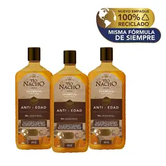 TIO NACHO - Shampoo Nutricion Brillo Jalea Real Capilar Antiedad 415 ML X 3 Unidades