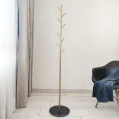 INDUHOGAR - Perchero de lujo color dorado con base tipo marmol marca