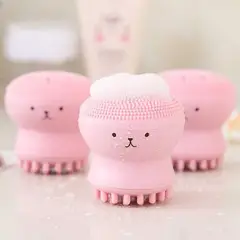 GENERICO - Pomo cepillo limpiador facial exfoliante en silicona pequeño forma pulpo