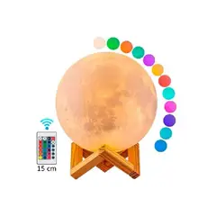SKY - Lámpara luna con control luz led colores recargable con base