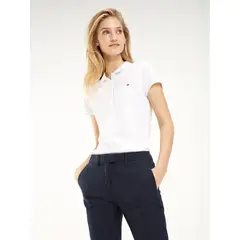 TOMMY HILFIGER - Polo Blanca Slim Fit Heritage Para Mujer