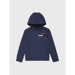 TOMMY HILFIGER - Saco azul con capucha y cierre niño