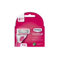 SCHICK - Quattro4 Mujer Piel Sensible Repuestos x2 und