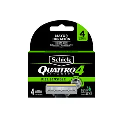 SCHICK - Quattro4 Piel Sensible Repuestos x4und