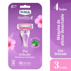 SCHICK - Quattro4 Mujer Piel Sensible Maquina de Afeitar x3und