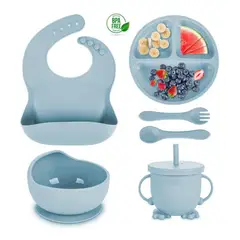 GENERICO - Set De Vajilla Silicona 6 Piezas Succion Para Bebes Sin Bpa