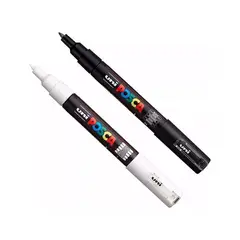POSCA - Marcador Pc-1m Punta Extra Fina Color Blanco Y Negro