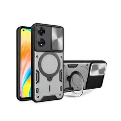 GENERICO - Funda Protección Cámara Con Soporte Compatible Oppo A58 Gris