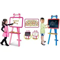 GENERICO - Tablero Infantil Acrílico Tiza Y Magnético Caballete Azul