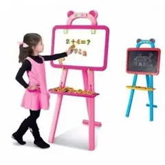 GENERICO - Tablero Infantil Acrílico Tiza Y Magnético Caballete Rosa