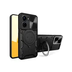 GENERICO - Funda Protección Cámara Con Soporte Compatible Vivo Y16 Negro