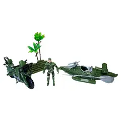 GENERICO - Set Militar Muñeco Moto Lancha Acce Ejército Camuflado