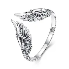 ALHAJAS - Anillo Ajustable Para Mujer Alas Ángel Vintage En Plata 925